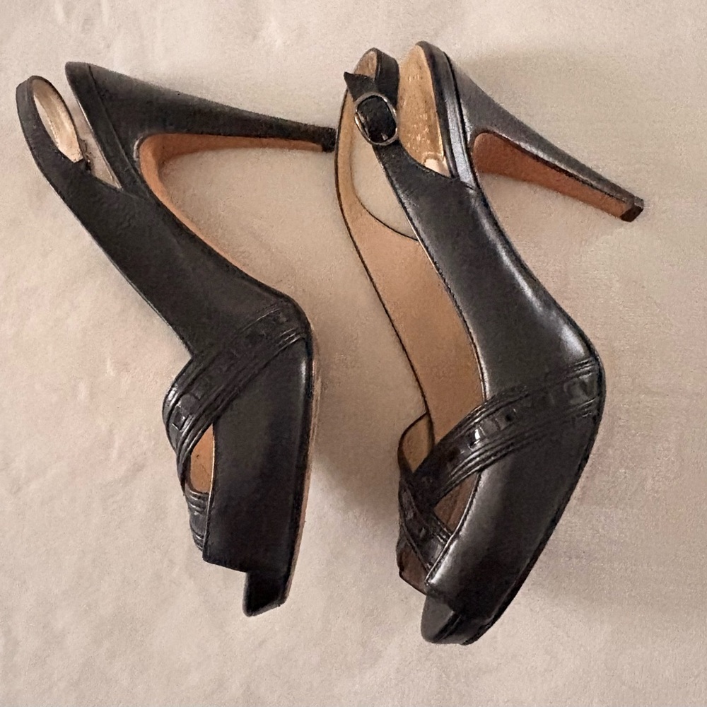 🖤Cole Haan Black Slingback Peep-Toe Heels for Women - Picture 3 of 8